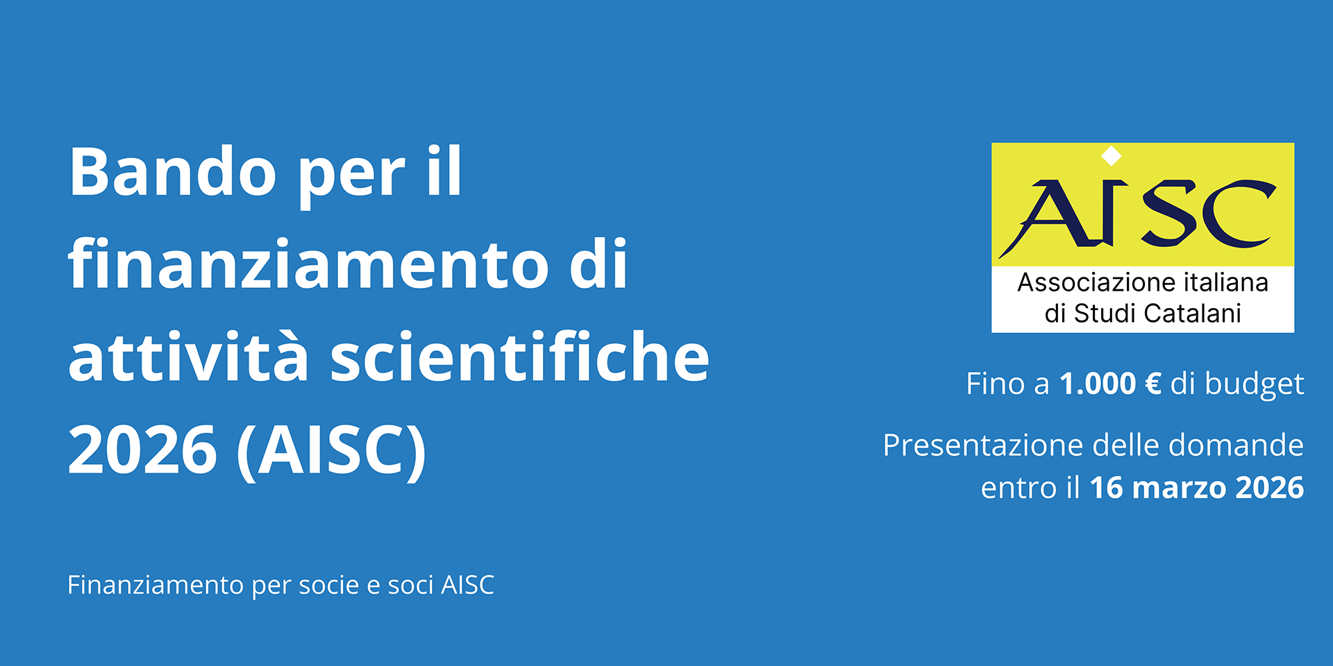 Bando AISC per attività scientifiche 2026